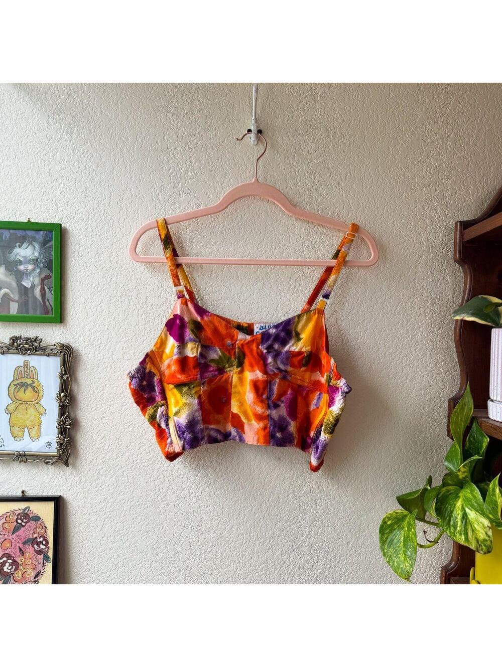 Vintage Women's Y2K 90's 80's Summer Vacation Floral Crop Top